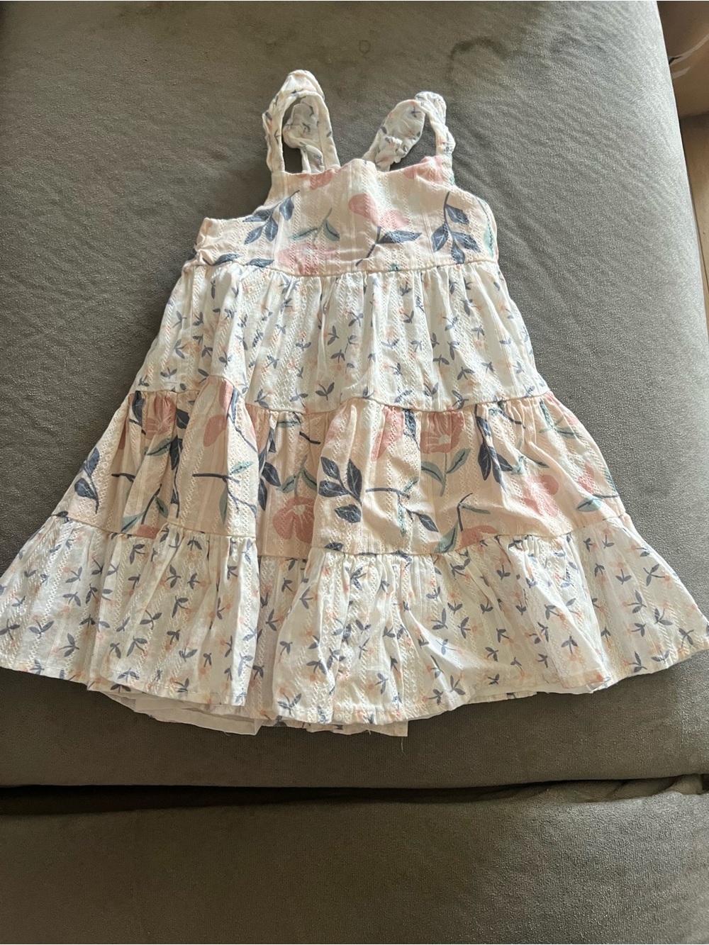 Catherine Malandrino White Tiered Sundress with Pink and Blue Floral Print